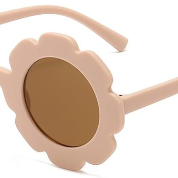 Round flower Sunglasses for Kids Girl Boys Matte Coloful Sunflower Shades Outdoors UV400 Protection Eyewear