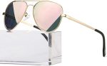 Polarized Aviator Sunglasses for Women Men Classic Metal Shades Mirror Lens 100% UV Blocking, 58mm
