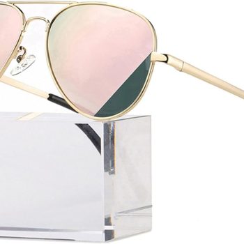 Polarized Aviator Sunglasses for Women Men Classic Metal Shades Mirror Lens 100% UV Blocking, 58mm