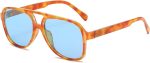 Polarized Classic Vintage Aviator Sunglasses for Men Women Large Frame Retro 70s Sunglasses