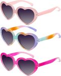 Kids Sunglasses Polarized Heart-Sunglasses: Toddler girls Sun Glasses with UV Protection for Youth Child 3Pack Age 3-12