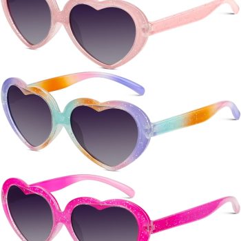 Kids Sunglasses Polarized Heart-Sunglasses: Toddler girls Sun Glasses with UV Protection for Youth Child 3Pack Age 3-12
