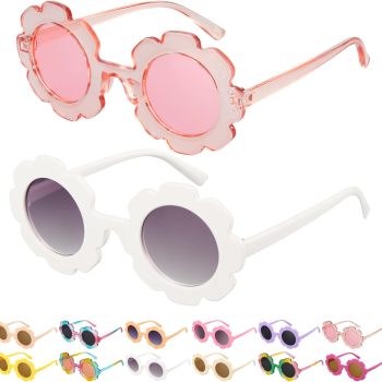2/4/8/12/24 Pack Round Flower Sunglasses Set, Outdoor Kids Sunglasses Kit