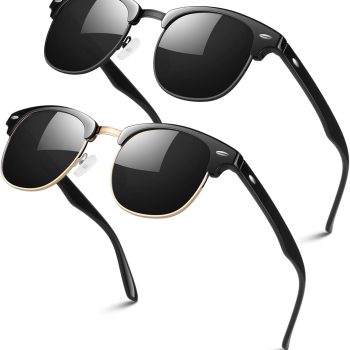 Polarized Semi Rimless Sunglasses for Men Women, Classic Retro Shades Half Frame Driving Sun Glasses UV Protection