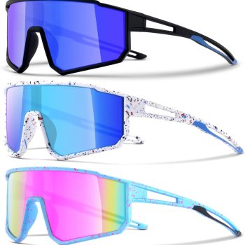 3PACK Kids Sunglasses for 6-14 Boys Girls, Youth Baseball and Cycling UV400 Protection Goggles