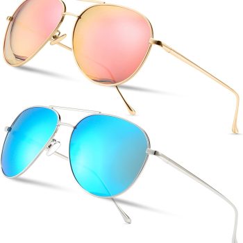 Women's Lightweight Oversized Aviator Sunglasses - Classic Style Polarized Lens