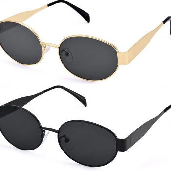 Retro Oval Sunglasses for Women Men - Trendy Gold Sun Glasses - Fashion Metal Frame Shades