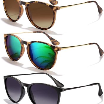 Sunglasses Women Men Polarized UV Protection Trendy Vintage Retro Round Mirrored Lens Sunglasses For Women