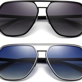 Polygon Aviator Sunglasses for Men Polarized Trendy Square Sun Glasses Retro Pilot Shades UV Protection